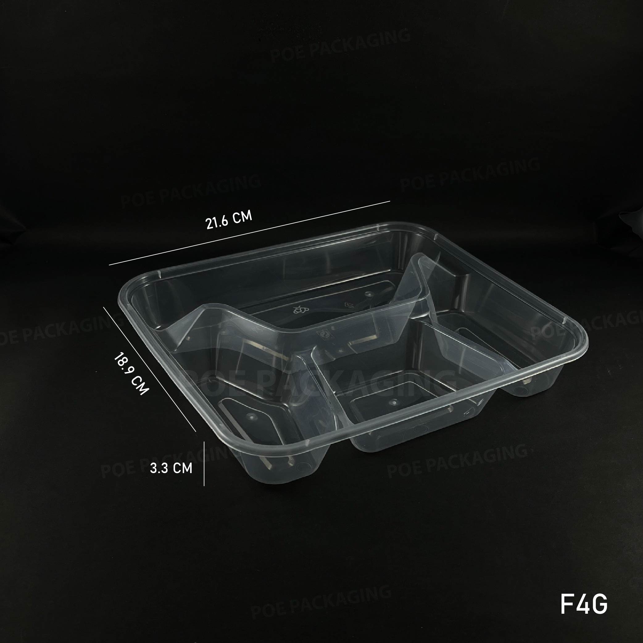 กล่องพลาสติกใส ใส่อาหาร 4 ช่อง รุ่น F4G